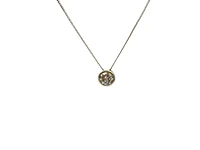 10K White Gold 0.20cttw Bezel Set Diamond Pendant, 18"
