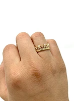 10K Yellow Gold 0.25cttw Genuine Opal & 0.22cttw Diamond Crown Ring - / 4.5