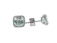 10K White Gold Aquamarine and Diamond Earrings