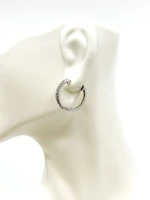 10K White Gold 1.50cttw Diamond Hoop / Huggie Earrings