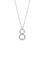 Sterling Silver 0.11cttw Diamond Double Infinity / Circle Necklace, 18"