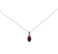 10K White & Yellow Gold Garnet and Diamond Pendant, 18"