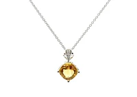 10K White Gold Citrine and Diamond Necklace, 18"