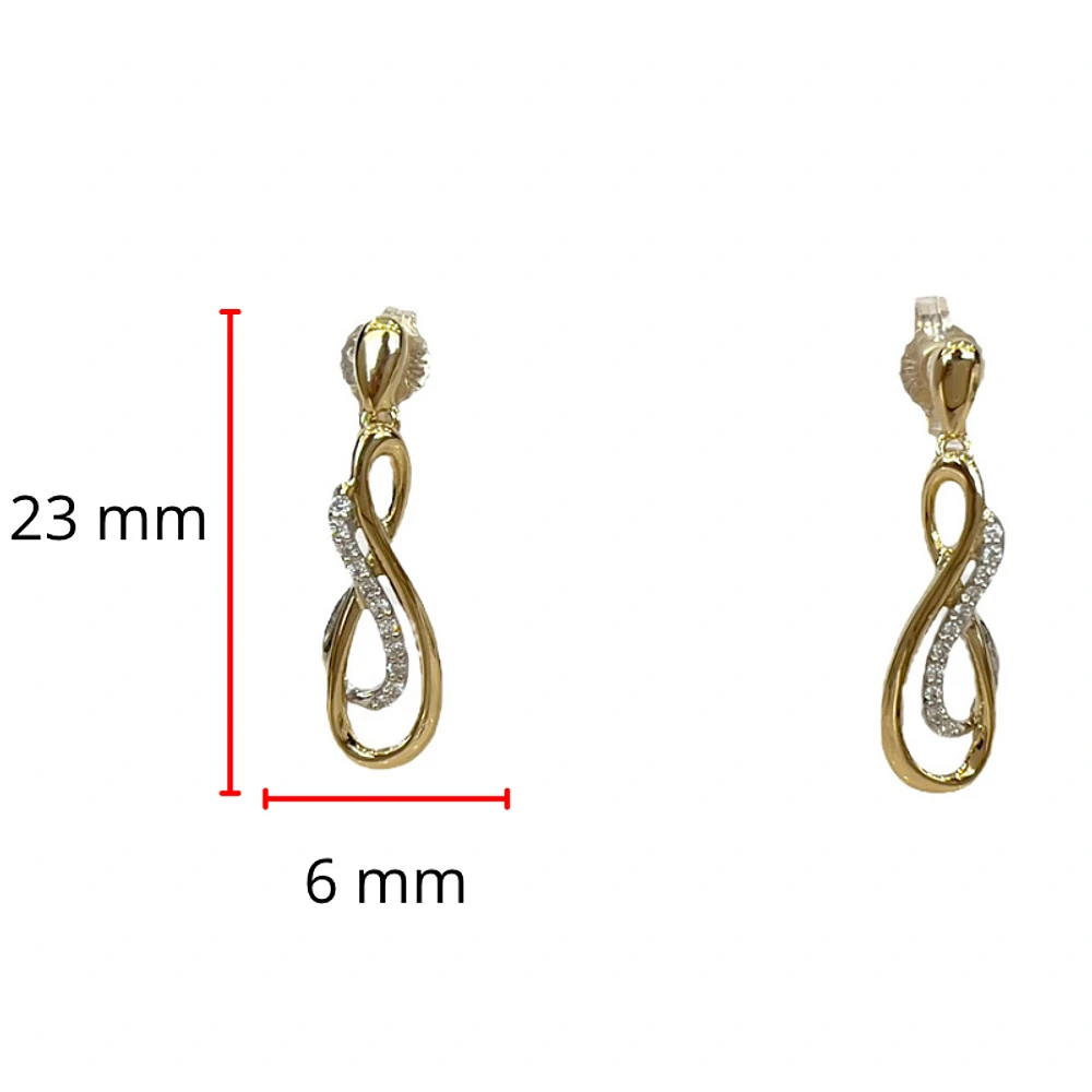10K Yellow Gold 0.09cttw Diamond Dangle Earrings
