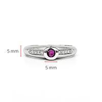 14K White Gold Ruby and 0.09ctts Diamond Ring