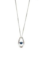 10K White Gold 0.12cttw Genuine Sapphire & 0.013cttw Diamond Pendant, 18"