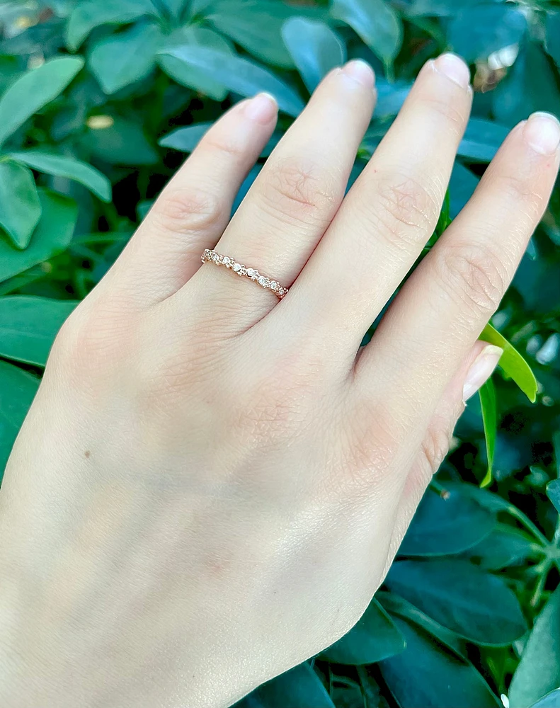 10K Rose Gold 0.065cttw Diamond Paw Print Ring, size 6.5