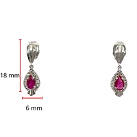 10K White Gold Ruby & 0.065cttw Diamond Earrings