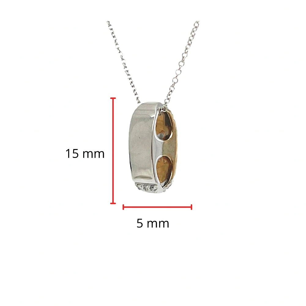 10K Two-Tone Reversible 0.07cttw Diamond Pendant, 18"