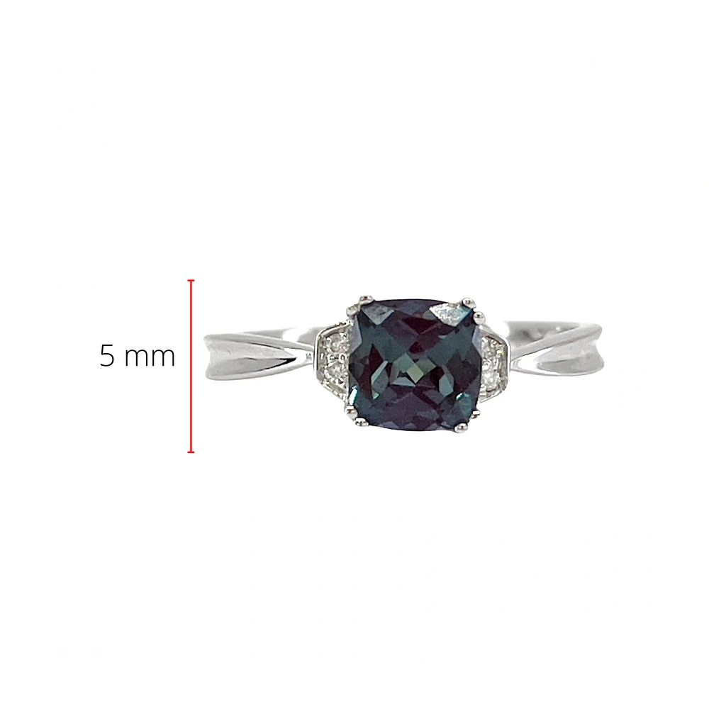 10K Gold 1.00cttw Created Alexandrite and 0.02cttw Diamond Ring