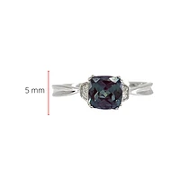 10K Gold 1.00cttw Created Alexandrite and 0.02cttw Diamond Ring