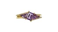 14K Yellow Gold 0.88cttw Amethyst and 0.13cttw Diamond Ring, size 6