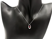 10K White Gold 0.12cttw Genuine Ruby & Diamond Pendant, 18"