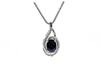 925 Sterling Silver Sapphire & Diamond Necklace