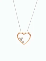 10K White & Rose Gold 0.02cttw Diamond Heart Pendant, 18"