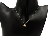 10K Rose Gold & White Gold 0.096cttw Canadian Diamond Heart Pendant, 18"