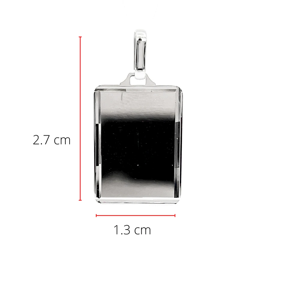 10K White Gold Diamond Cut Engravable Plate Charm - 18x13mm