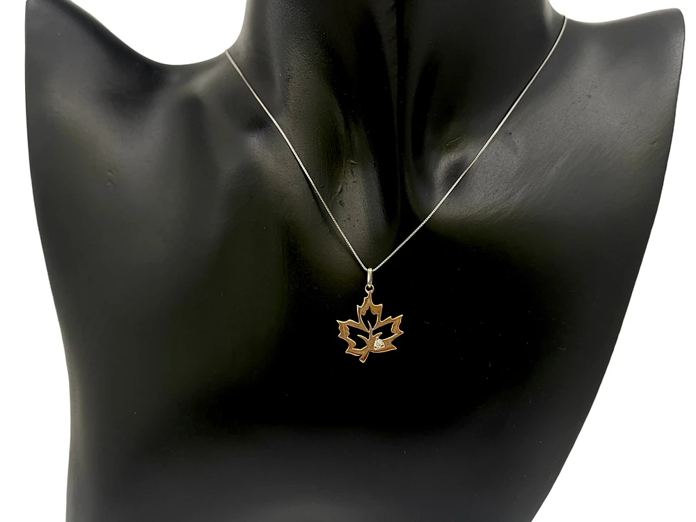 10K Rose Gold 0.02cttw Canadian Diamond Pendant, 18"