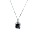 10K White Gold Genuine Sapphire & Diamond Pendant