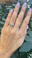 10K White Gold 0.25cttw Round Brilliant Cut 3 Stone Halo Diamond Ring - / 4.5