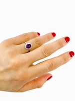 10K White Gold Genuine Cabochon Amethyst  Ring, size 6.5