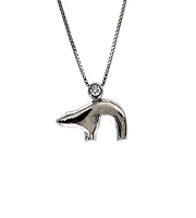 Sterling Silver 0.057cttw Canadian Diamond Polar Bear Pendant, 18"