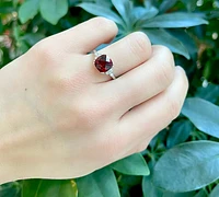 10K White Gold Genuine Garnet & Diamond Ring, size 7