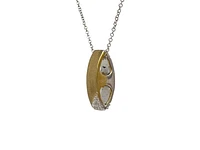10K Two-Tone Reversible 0.08cttw Diamond Pendant, 18"