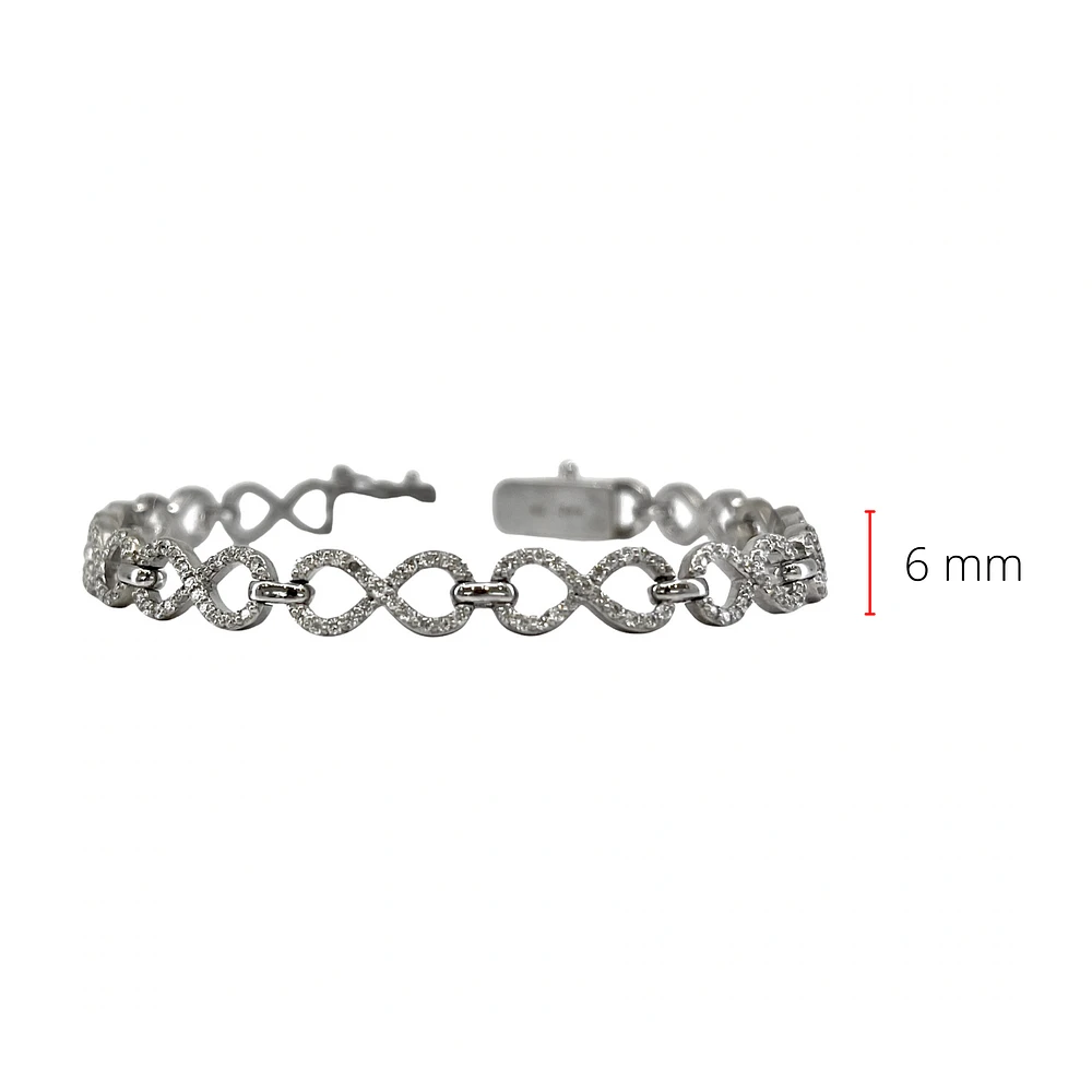 14K White Gold 2.10cttw Diamond Infinity Tennis Bracelet, 7"