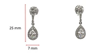 925 Sterling Silver 4mm x 6.5mm Pear Shaped Cubic Zirconia Drop Studs - 20mm x 6.5mm