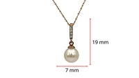 10K Rose Gold Fresh Water Pearl and Diamond Pendant, 18"