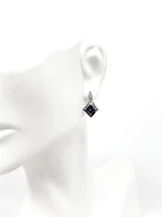 10K White Gold Created Alexandrite and 0.026cttw Diamond Earrings