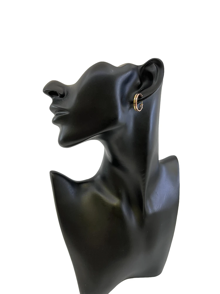 10K Tri Tone Gold 20mm Earrings