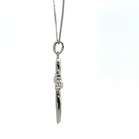 10K White Gold 0.05cttw Diamond Cross Necklace, 18"