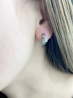 Blue Topaz, Aquamarine & Diamond Earrings
