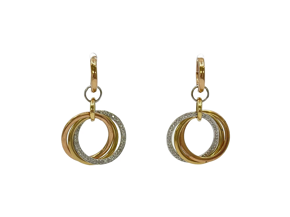 14K Tri Tone 0.32ctts Diamond Earrings