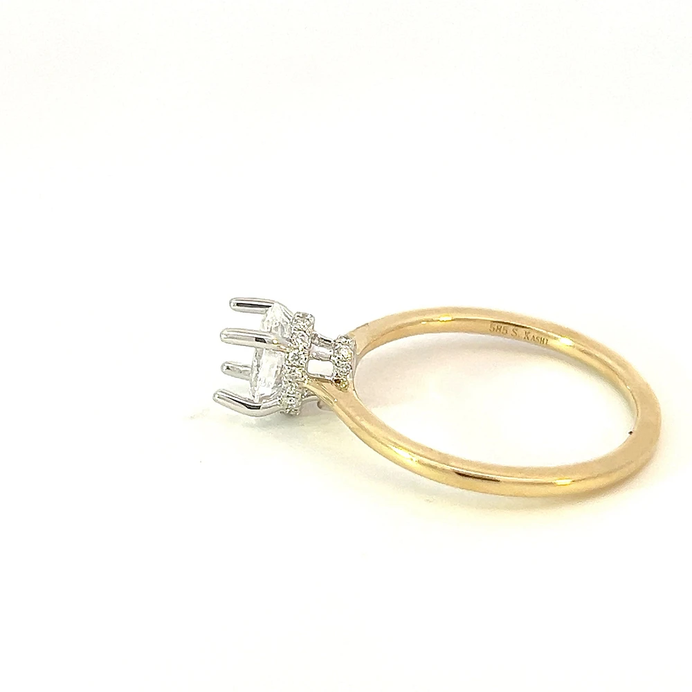 14K Oval Cut Hidden Halo Diamond Ring - Mount Only (No centre diamond) / Gold