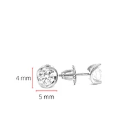 14K White Gold 0.10cttw Canadian Diamond Mezza Luna Earrings with Screw Backs