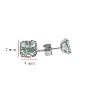 10K White Gold Aquamarine & 0.06cttw Diamond Earrings