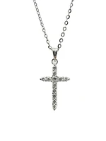 14K White Gold 0.58cttw Diamond Cross Pendant, 18"