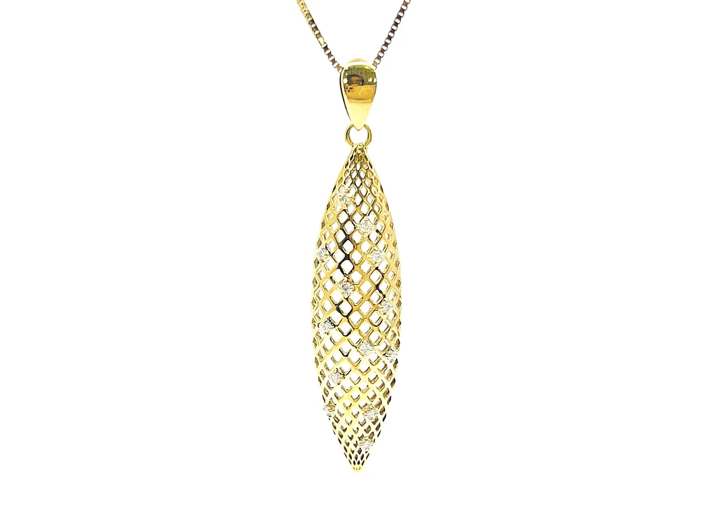 10K Yellow Gold 0.10cttw Diamond Pendant, 18"