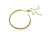 925 Sterling Silver 2mm Cubic Zirconia Gold Plated Bezel Set Tennis Bracelet with Adjustable ends - 5 - 11 Inches