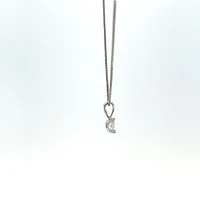 10K White Gold 0.04 cttw Diamond Solitaire Mezza Luna Pendant, 18"