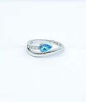 Genuine Blue Topaz & Diamond Ring