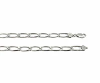 925 Sterling Silver 7.75mm Platinum Plated Six Sided Diamond Cut Paper Clip Chain - 22 Inches