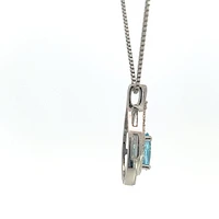 925 Sterling Silver Blue Topaz & Diamond Necklace