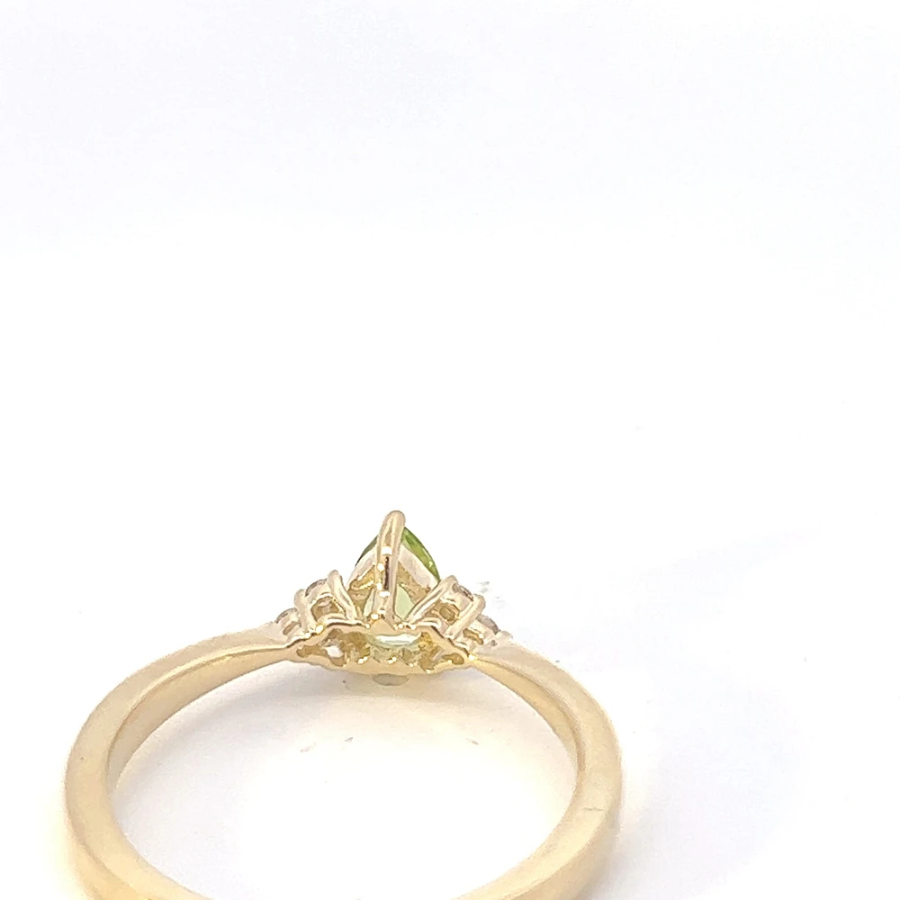10K Yellow Gold Peridot and Diamond Ring