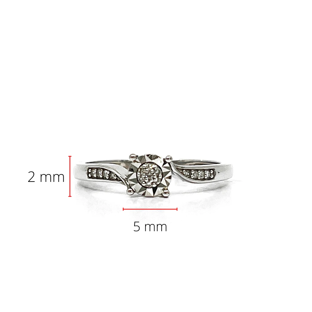 10K White Gold 0.05cttw Cluster Illusion Set Diamond Ring - Size 6.5