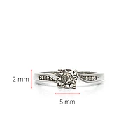 10K White Gold 0.05cttw Cluster Illusion Set Diamond Ring - Size 6.5