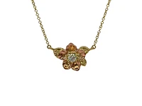 14K Rose and Yellow Gold Alberta Wild Rose 0.14cttw Canadian Diamond Necklace - 18"